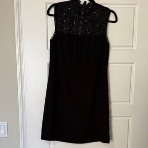 Theory Black Sleeveless Lace Dress